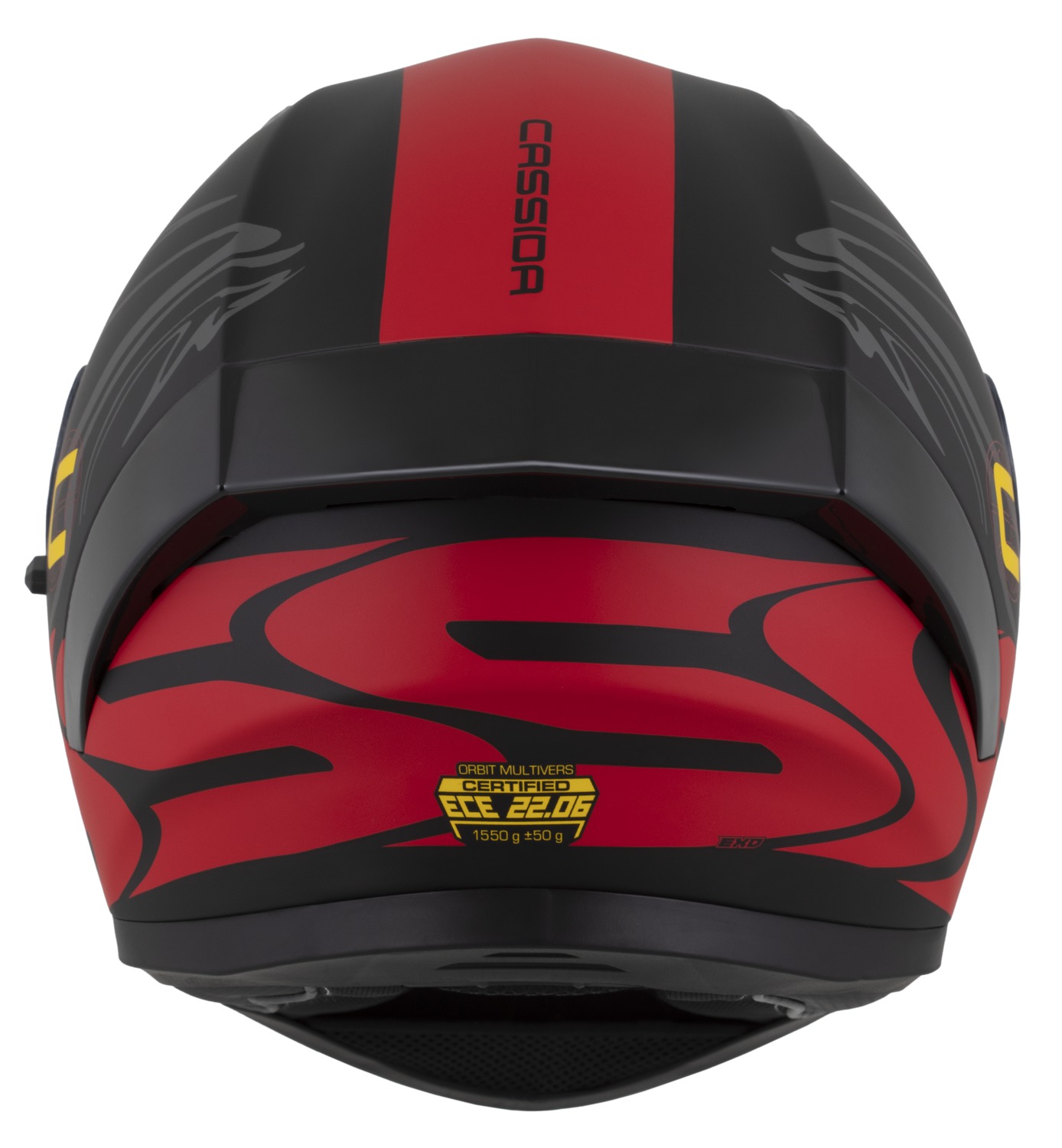 Integrální helma na motorku CASSIDA Orbit Multivers (černá matná/červená/šedá/žlutá)