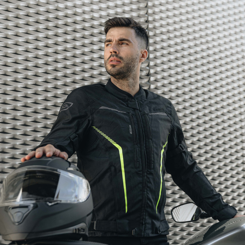 OZONE DELTA IV Black/Fluo Yellow, 3-vrstvá bunda na motorku