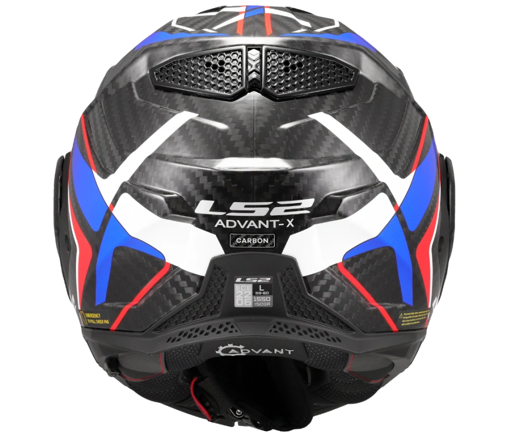 LS2 FF901 Advant X CARBON FUTURE II Gloss White Blue, překlápěcí helma na motorku