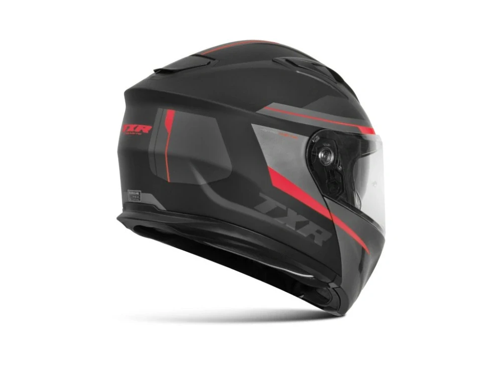 Výklopná přilba na motorku TXR Rival černo-šedo-červená matná