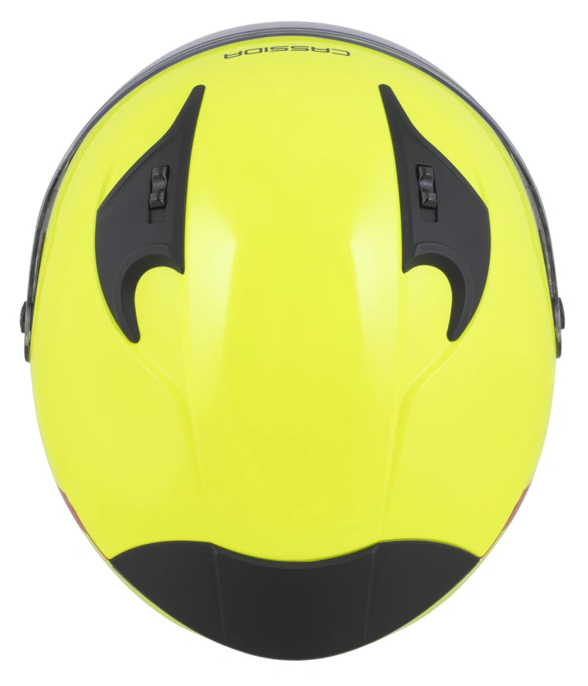 Helma na motorku CASSIDA Reflex 2.0 Safety, (žlutá fluo/červená/šedá/stříbrná reflexní)