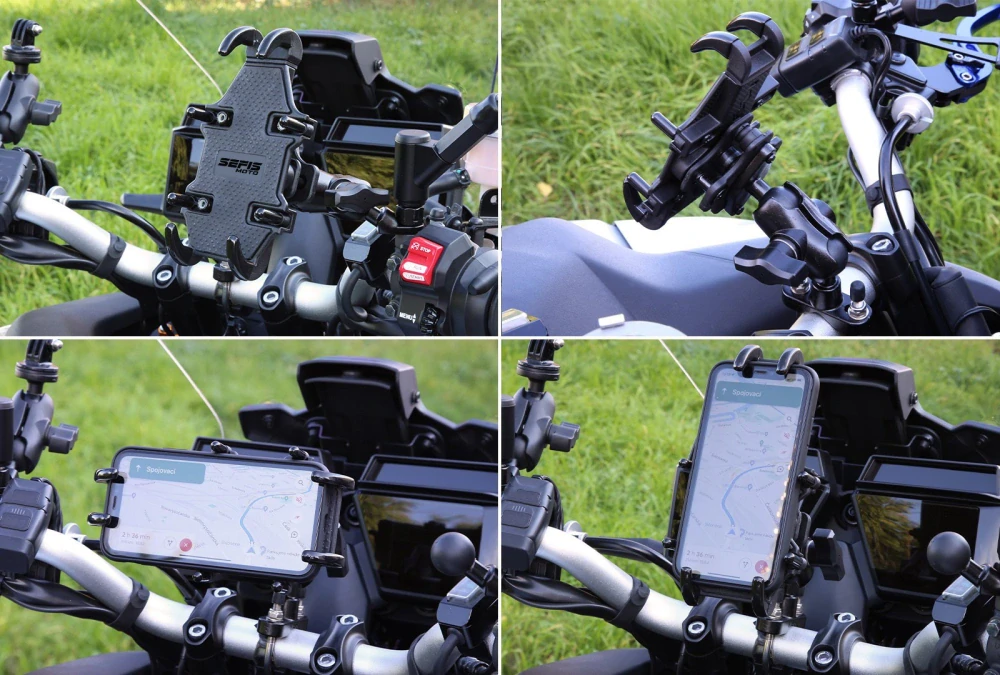 Držák telefonu na motorku SEFIS Grab, odolný s antiotřesovým adaptérem