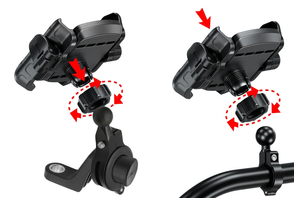 Držák telefonu na motorku SEFIS RW + s antiotřesovým adaptérem