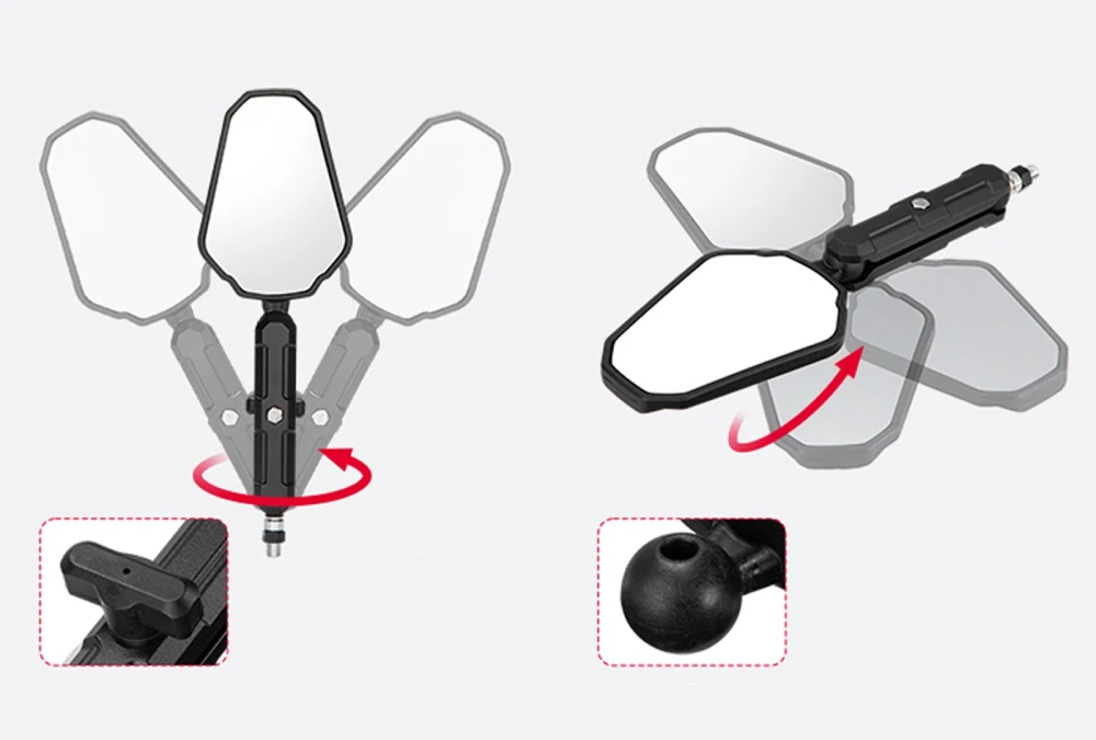 Sklopná enduro zrcátka SEFIS Travel 360°, pár (M8, M10 + objímky)