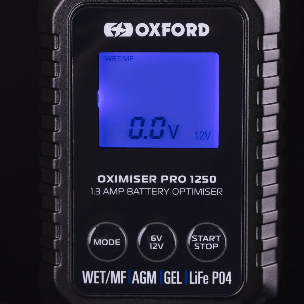 Nabíječka moto baterií OXFORD Oximiser Pro 1250 (1,3A, 6/12V, 3,5-40Ah), olověné/AGM/GEL/Lithiové