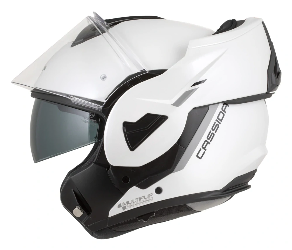 Překlopná helma na motorku CASSIDA MultiFlip Solid (bílá perleť/černá) + pinlock v ceně