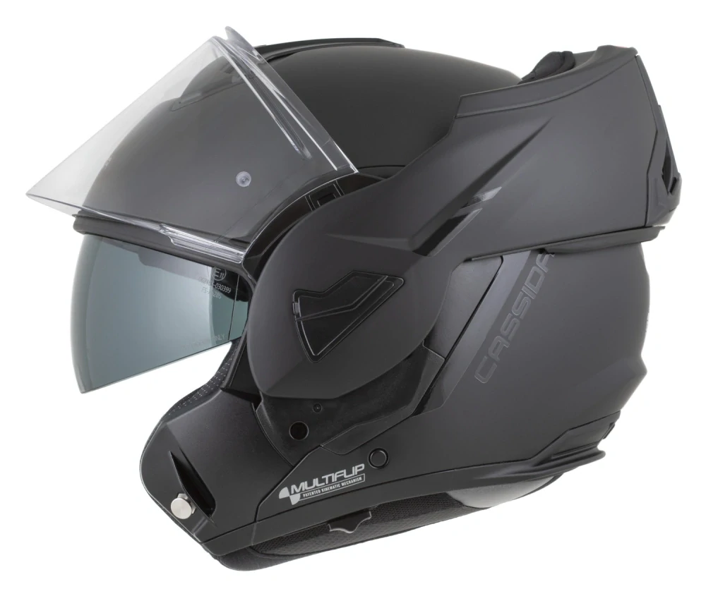 Překlopná helma na motorku CASSIDA MultiFlip Solid BlackOut (černá matná/černá) + pinlock v ceně