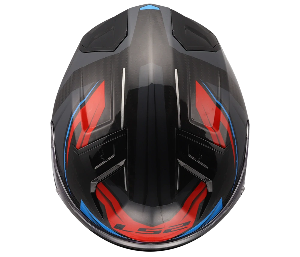 Helma na motorku LS2 FF811 VECTOR II C CARBON SAVAGE Gloss White Blue Red, lesklá