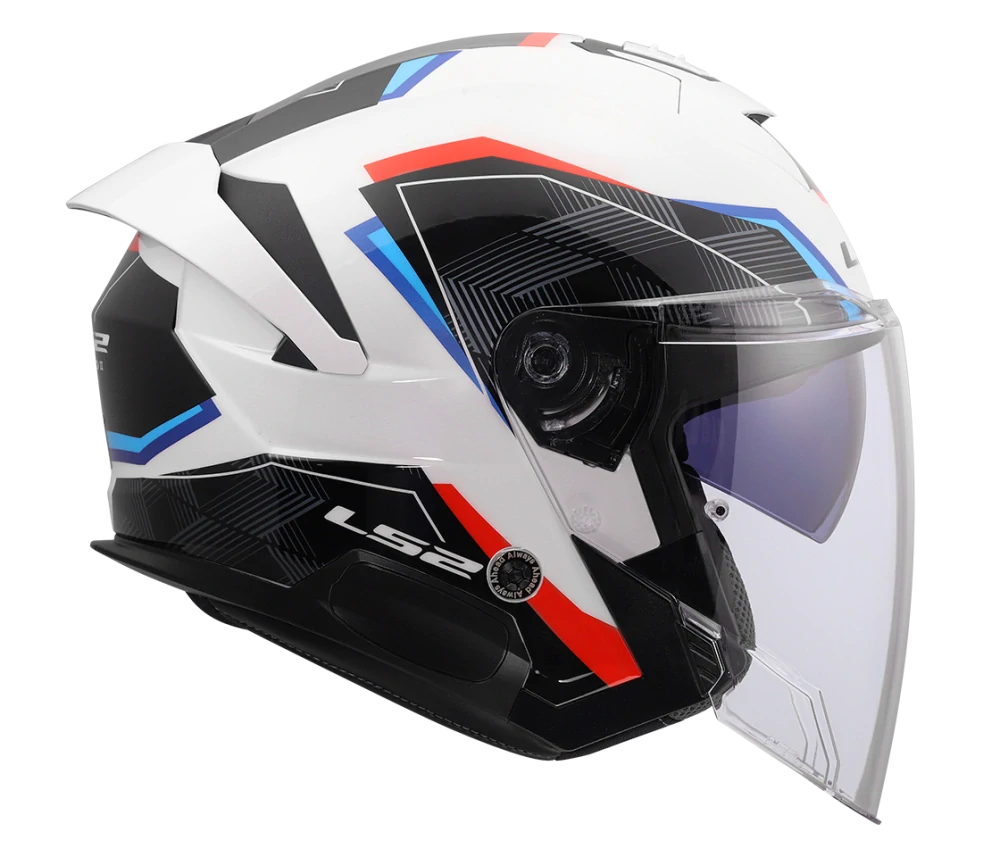 Helma na motorku LS2 OF618 VERSO II AIR Gloss White Blue Red, lesklá