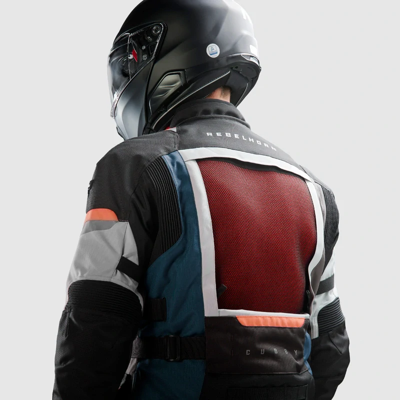 Bunda na motorku textilní REBELHORN CUBBY V BLUE/GREY/RED