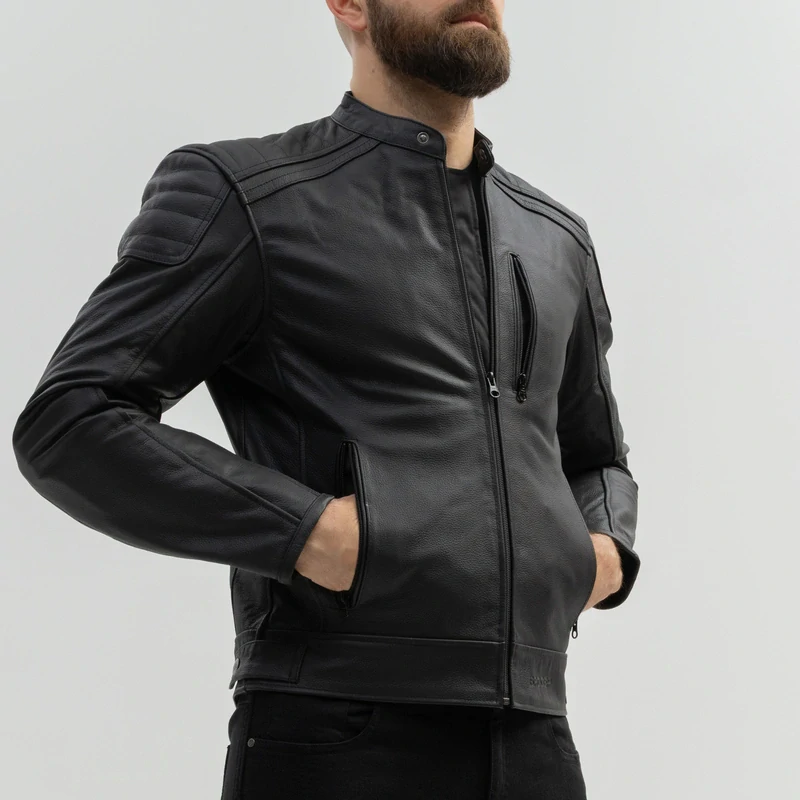 Kožená bunda na motorku BROGER LEGEND BLACK - v.3XL