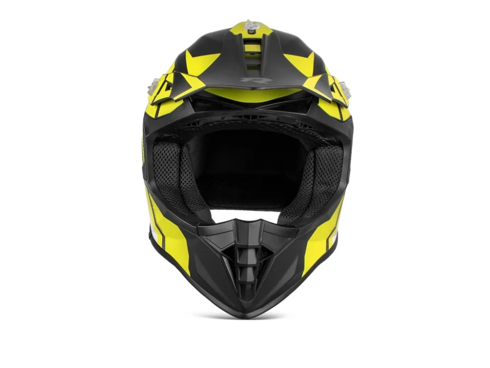 Motokrosová helma na motorku TXR Fury, černo-šedo-bílo-žlutá matná