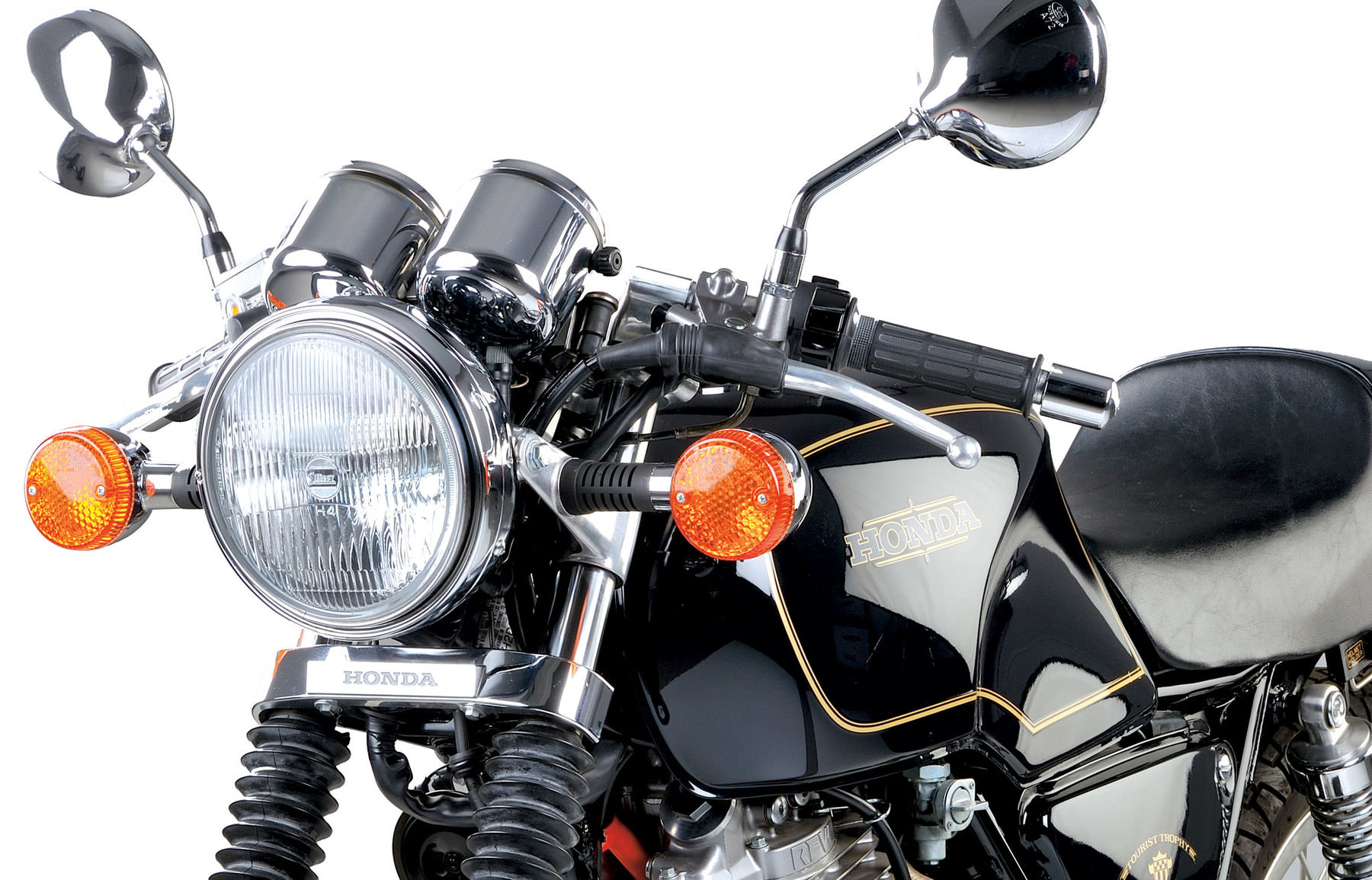 Světlo moto přední "MINI H4" 5,75" (165 mm) chrom
