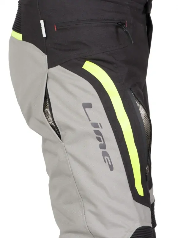 Kalhoty na motorku MBW BUCK šedo-černo-žluté fluo - výprodej v.52, 56, 62