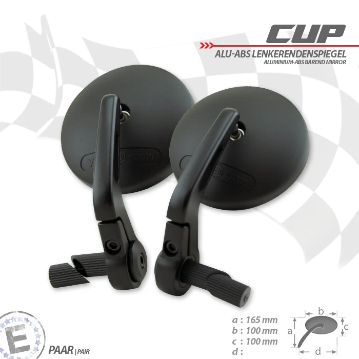 Zrcátka do konců řidítek na motorku "CUP", pár HOMOLOGOVANÁ