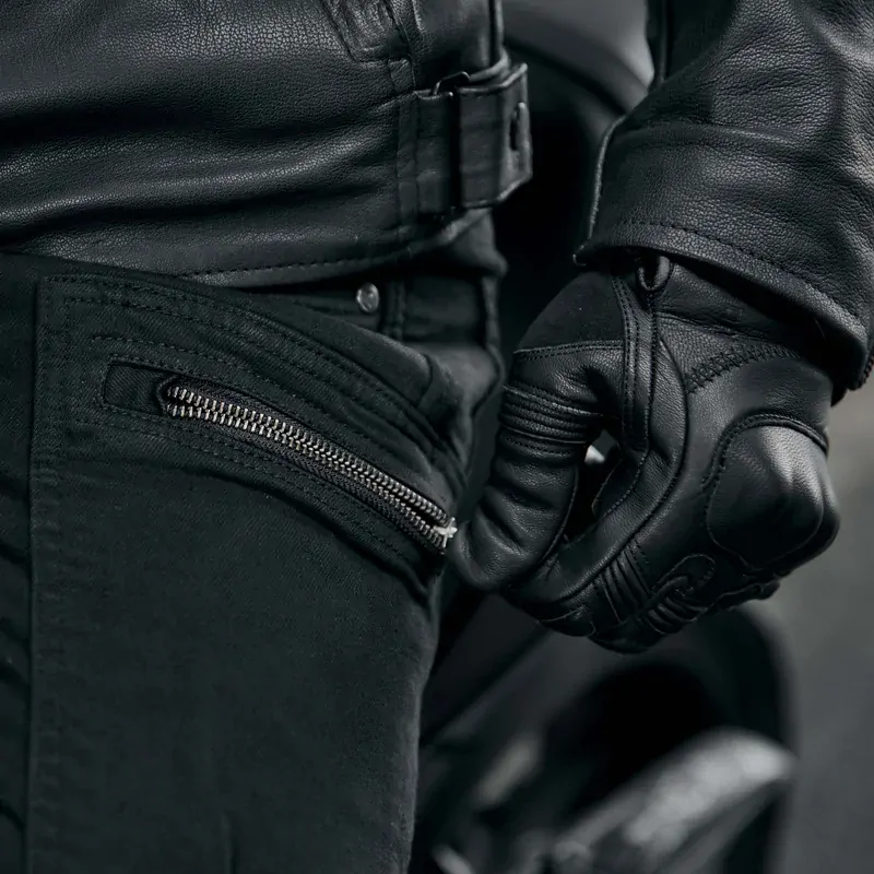 Kevlarové rifle (kevlar jeans) na motorku REBELHORN Urban III, černé 