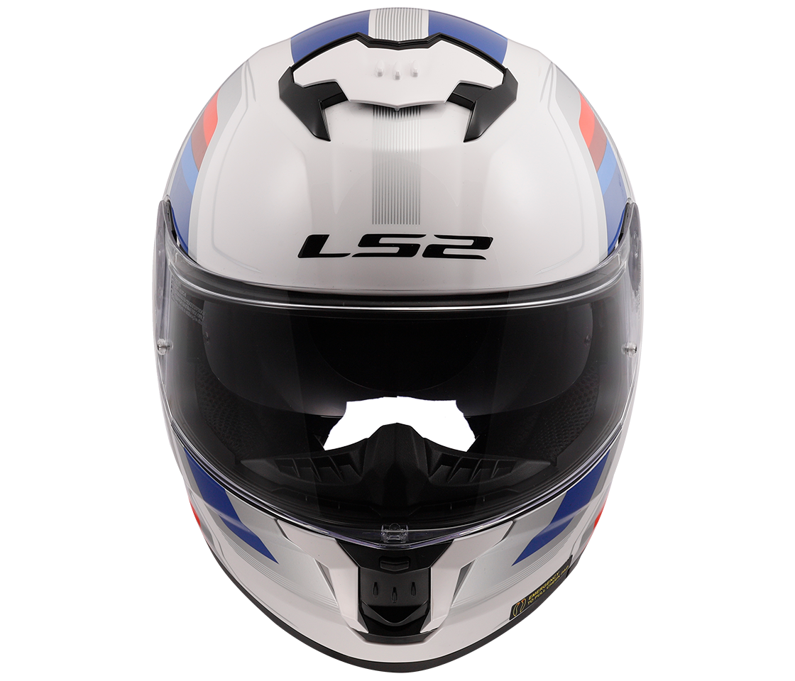 LS2 FF808 STREAM II VINTAGE WHITE BLUE RED, integrální helma na motorku se sluneční clonou