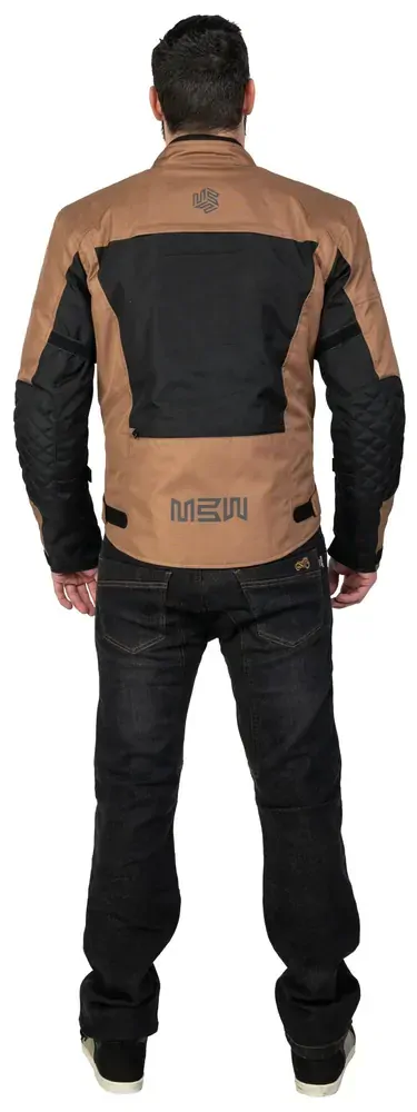 Bunda na motorku MBW ACE BLACK-BROWN, textilní "retro" pánská 3- vrstvá moto bunda + DOPRAVA ZDARMA
