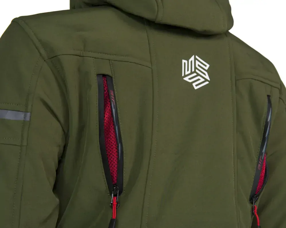 MBW HANA OLIVE GREEN SOFTSHELL dámská bunda na motorku/scooter s chrániči