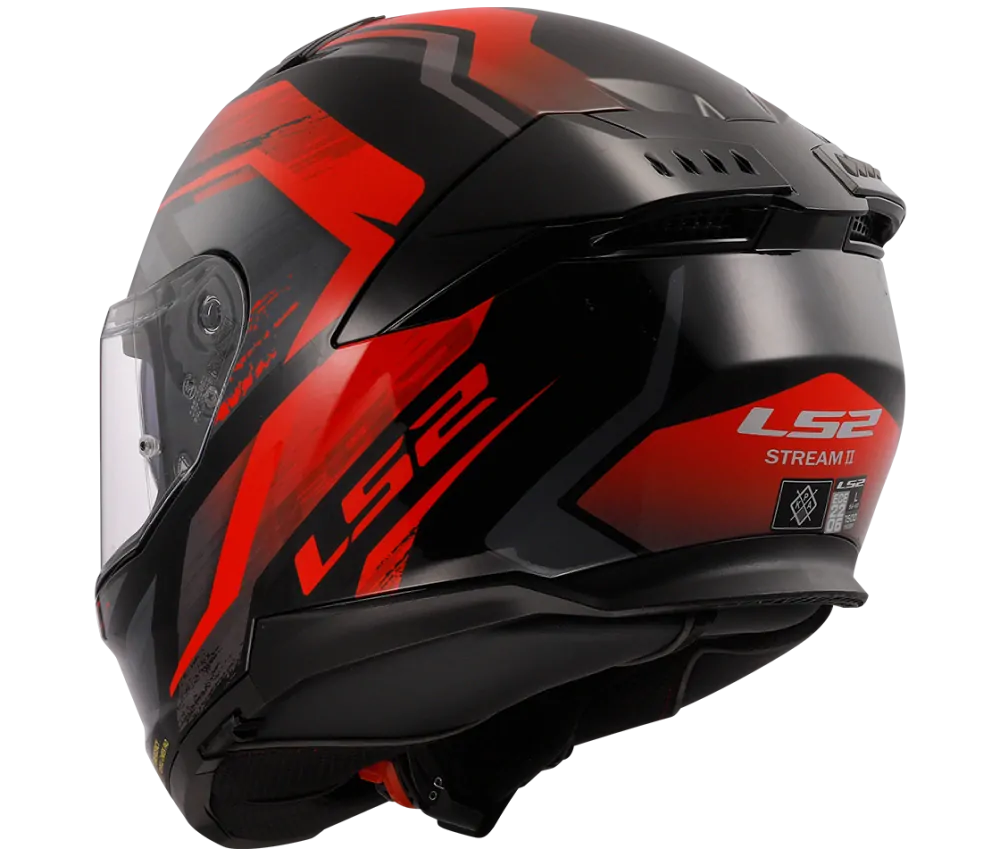 LS2 FF808 STREAM II FURY Black Red, integrální helma na motorku se sluneční clonou