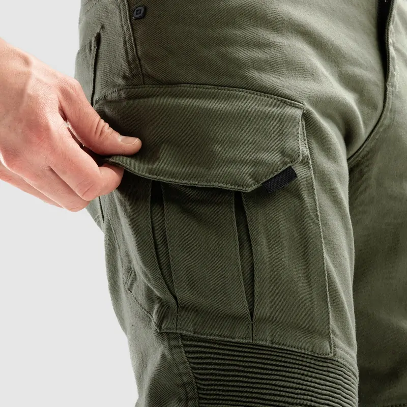 Ozone FASTER Olive, zelené olivové kevlarové kalhoty na motorku (kapsáče), kevlar jeans