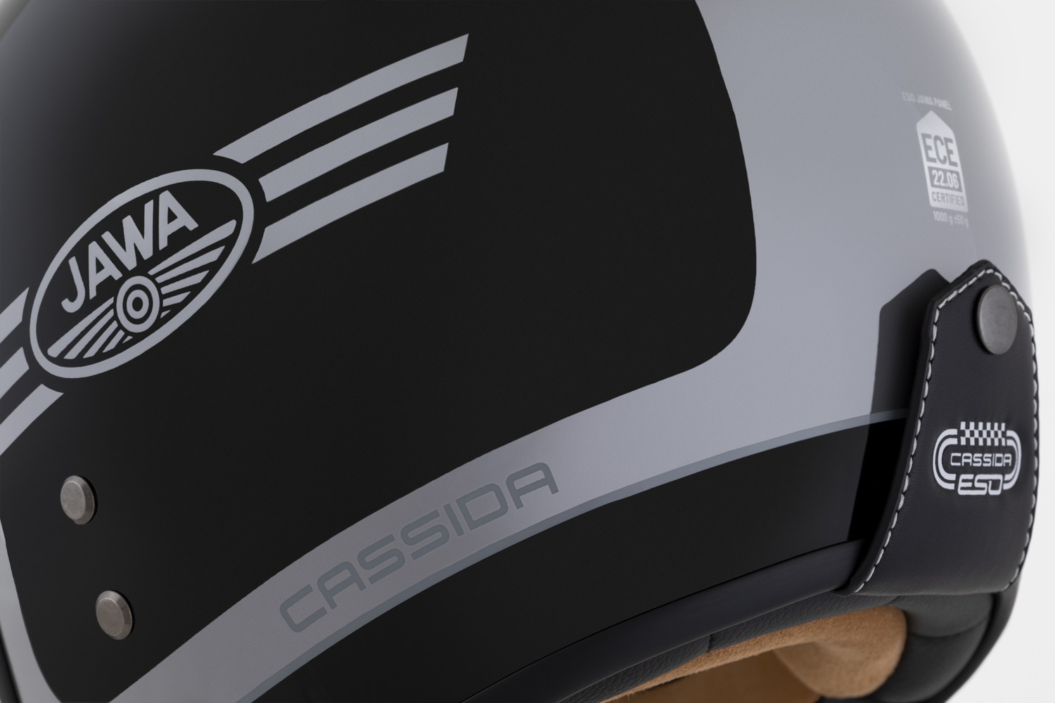 Helma na motorku CASSIDA Eso Jawa Panel (černá perleť/antracit/stříbrná)