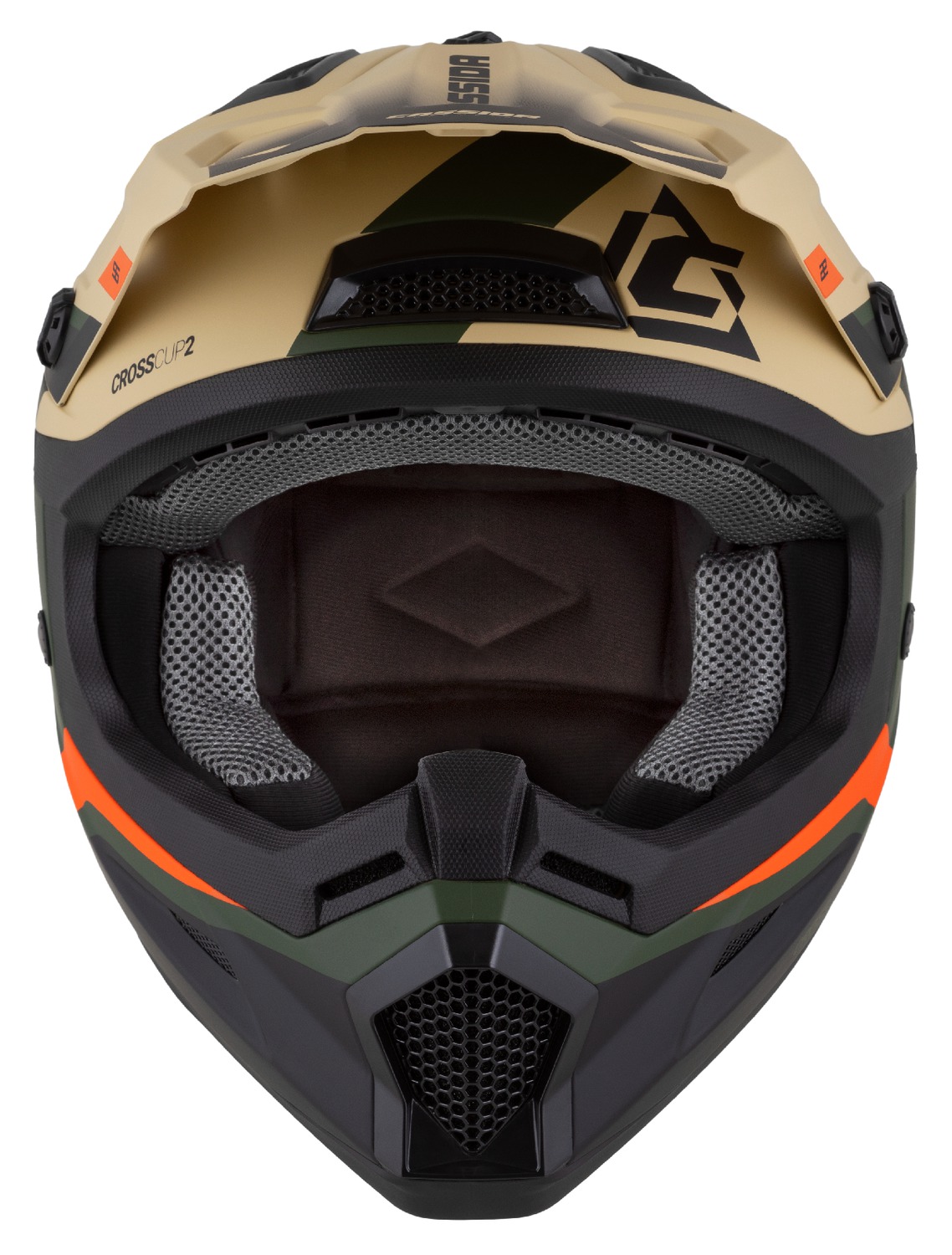 Motokrosová (MX) helma na motorku CASSIDA Cross Cup 2 Napa (písková/zelená/oranžová/černá matná)