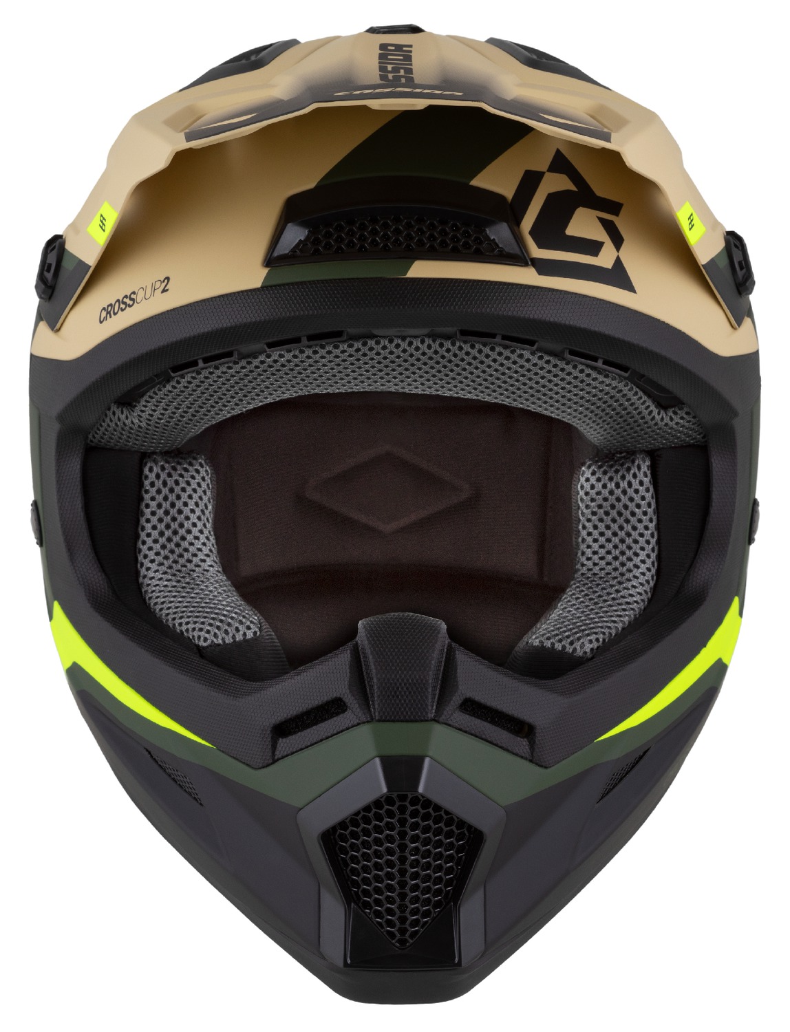 Motokrosová (MX) helma na motorku CASSIDA Cross Cup 2 Napa (písková/zelená/žlutá fluo/černá matná)
