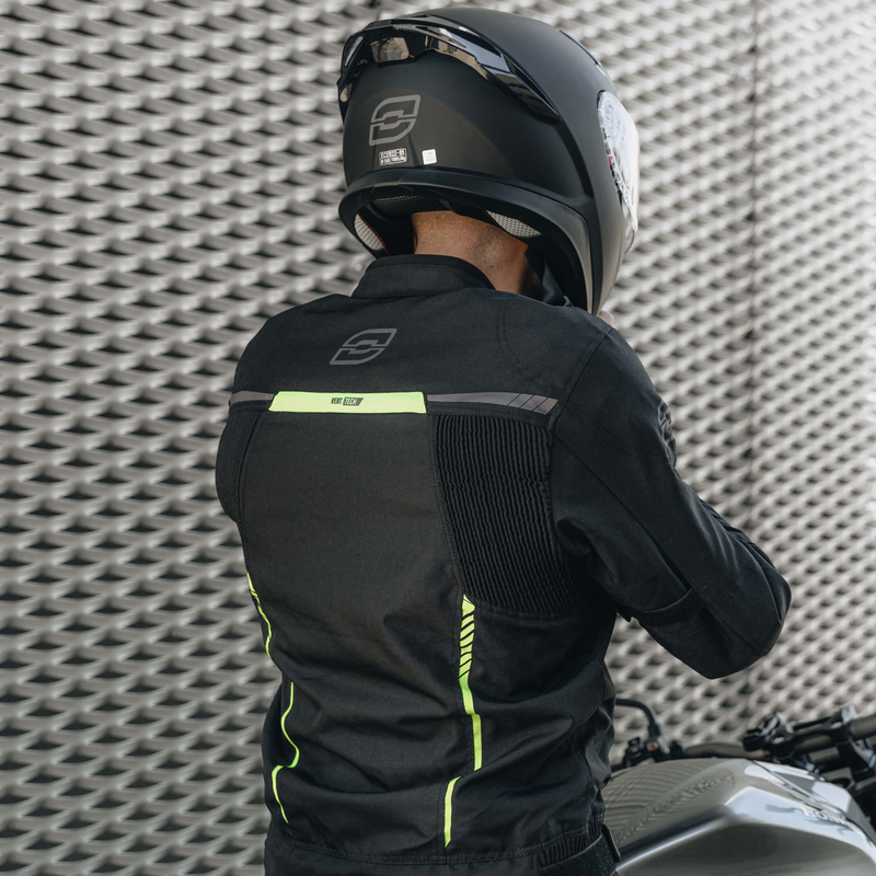 OZONE DELTA IV Black/Fluo Yellow, 3-vrstvá bunda na motorku