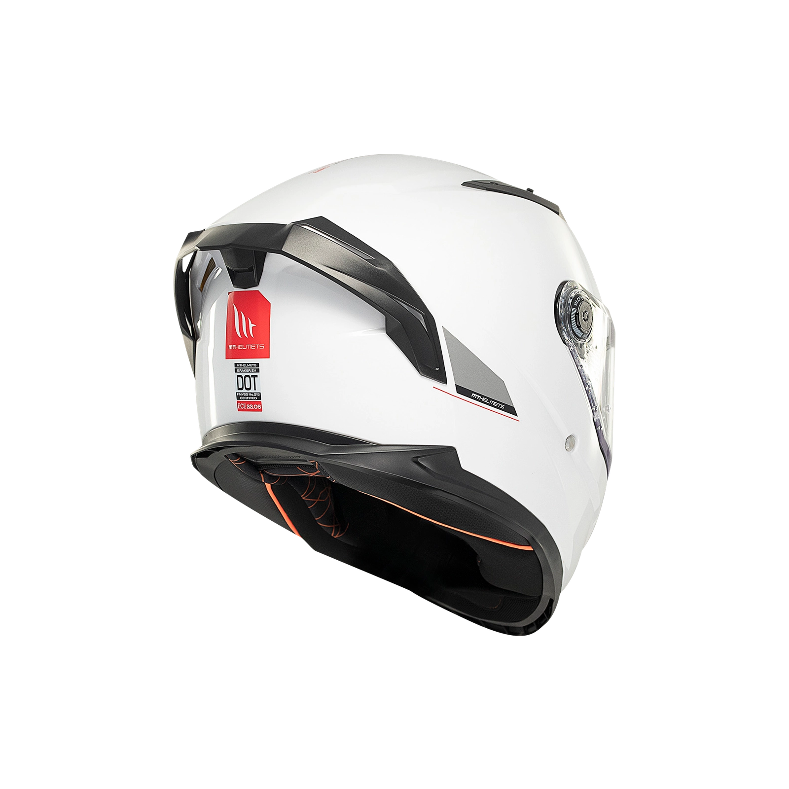 Integrální helma na motorku MT BRAKER SV SOLID A0 bílá lesklá (5 hvězd v nárazovém testu SHARP)