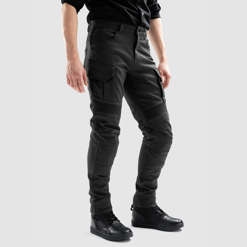 Ozone FASTER černé, kevlarové kalhoty na motorku (kapsáče), kevlar jeans