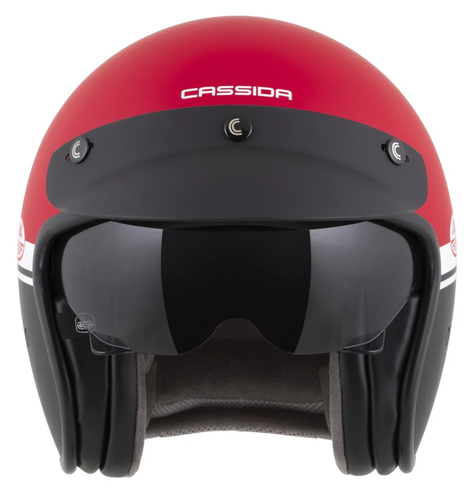 Přilba CASSIDA Oxygen 2.0 Jawa OHC (červená matná/černá/bílá), klasická helma na motorku