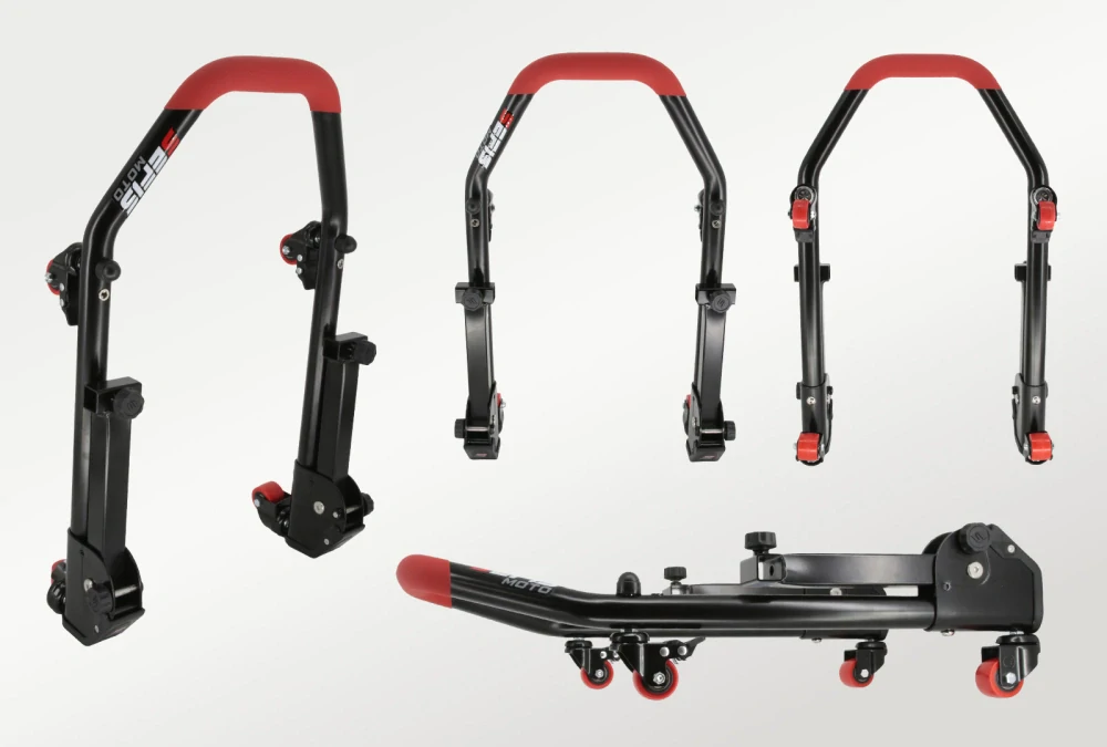 Sklopný pojízdný univerzální moto stojan přední a zadní set - trny / packy, SEFIS M20U