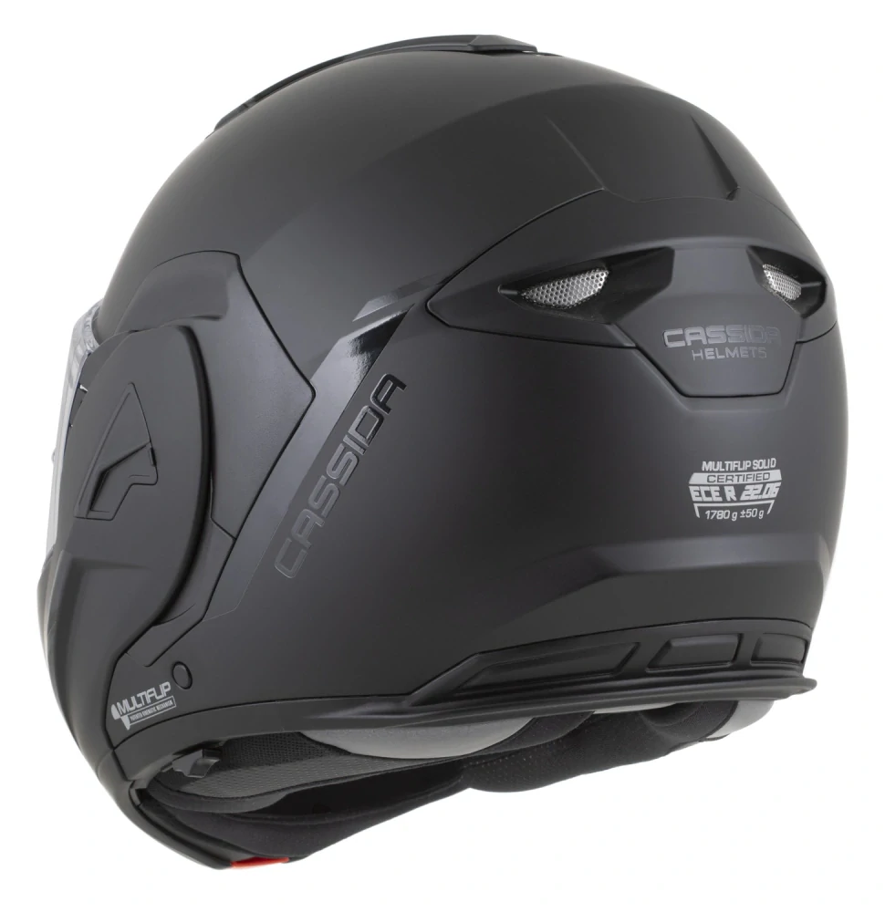 Překlopná helma na motorku CASSIDA MultiFlip Solid BlackOut (černá matná/černá) + pinlock v ceně