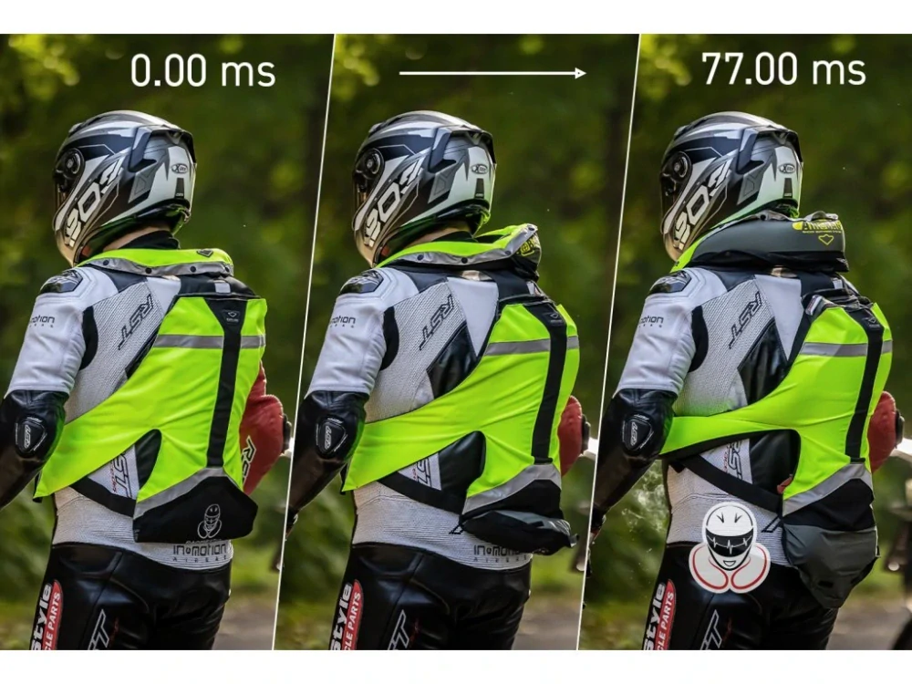 HIT-AIR MLV 2 AIRBAG VESTA na motorku REFLEXNÍ ŽLUTÁ, velikost MEDIUM (S-XL)