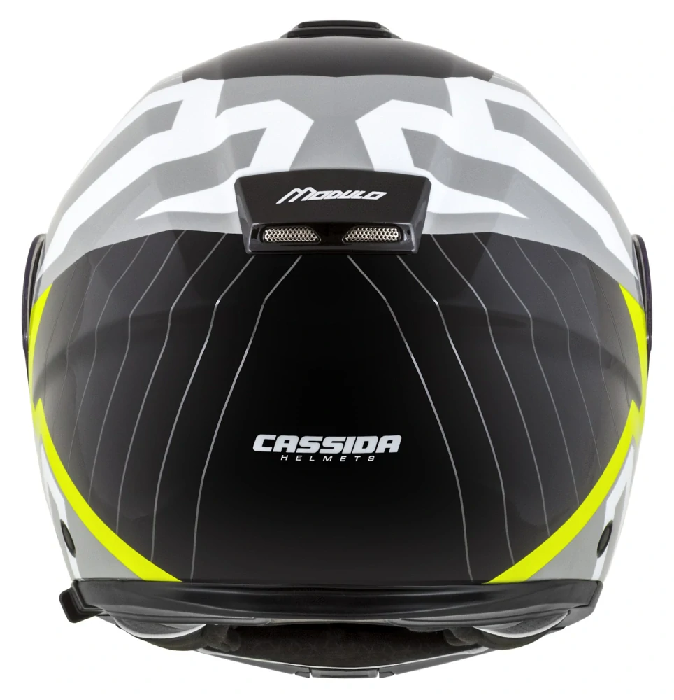 Cassida MODULO 2.1 PROFILE (bílá/černá/žlutá fluo/šedá lesklá), výklopná helma na motorku (sklolaminát)