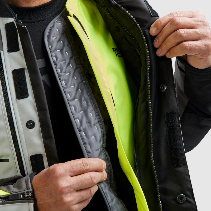 Bunda na motorku textilní REBELHORN CUBBY V BLACK/GREY/FLUO YELLOW