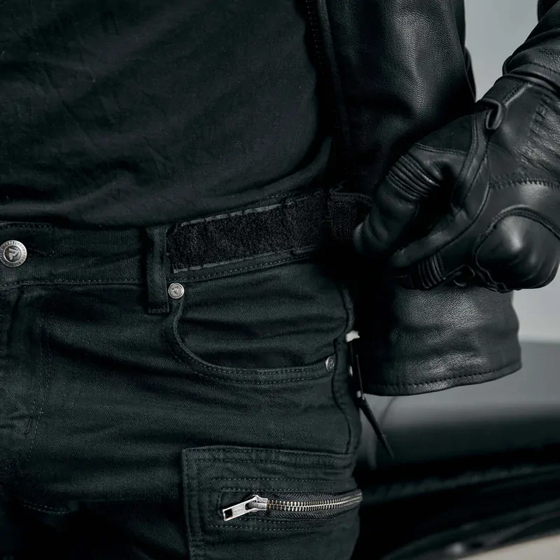 Kevlarové rifle (kevlar jeans) na motorku REBELHORN Urban III, černé 