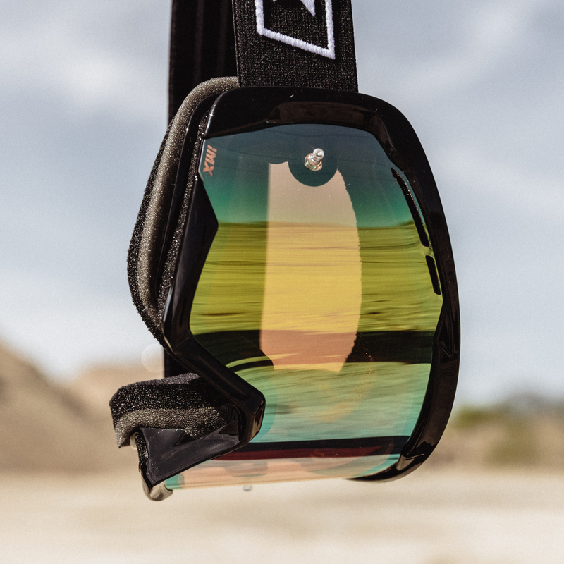 Motokrosové brýle IMX Racing ENDURANCE RACE, Black Gloss/White + iridium Gold (dvojité plexi)