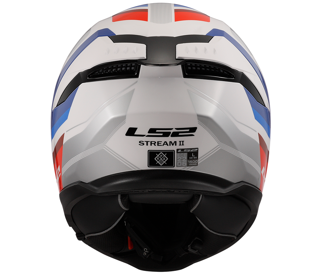 LS2 FF808 STREAM II VINTAGE WHITE BLUE RED, integrální helma na motorku se sluneční clonou