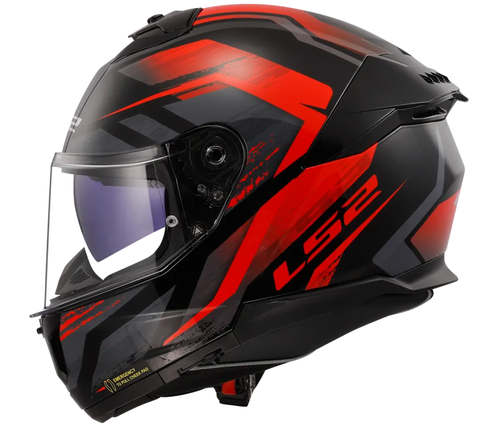LS2 FF808 STREAM II FURY Black Red, integrální helma na motorku se sluneční clonou