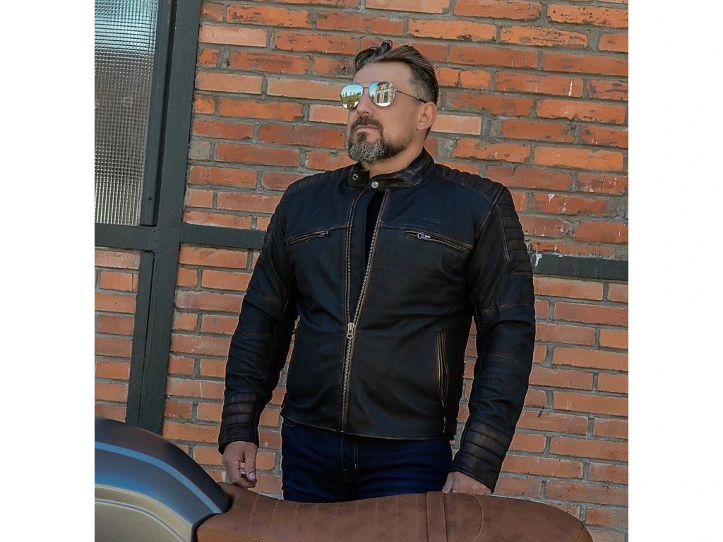Kožená bunda na motorku TXR VINTAGE hnědá