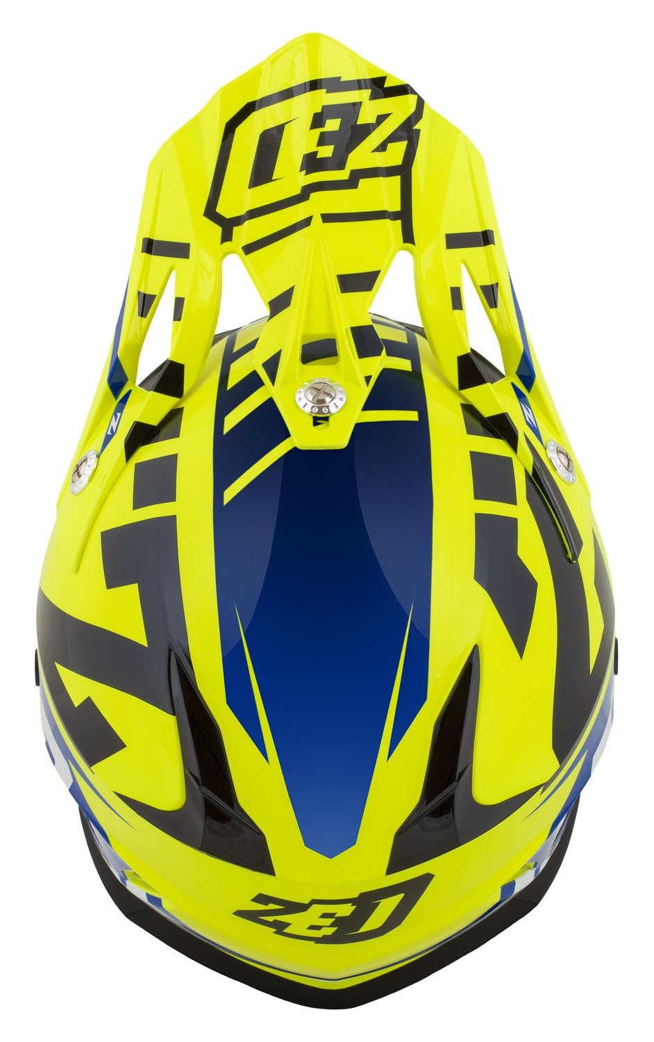 Dětská motokrosová helma na motorku ZED X1.9D TARGA (žlutá fluo/modrá/černá/bílá), na moto i čtyřkolku