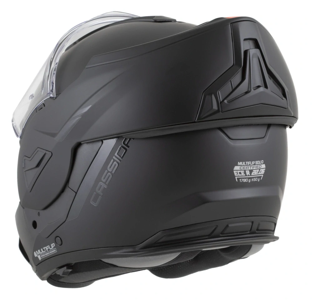 Překlopná helma na motorku CASSIDA MultiFlip Solid BlackOut (černá matná/černá) + pinlock v ceně
