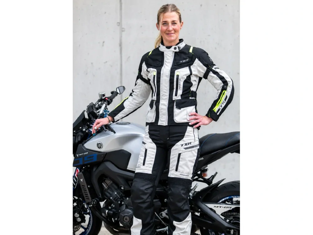 Dámská bunda na motorku TXR Expedition černo-šedo-fluo žlutá