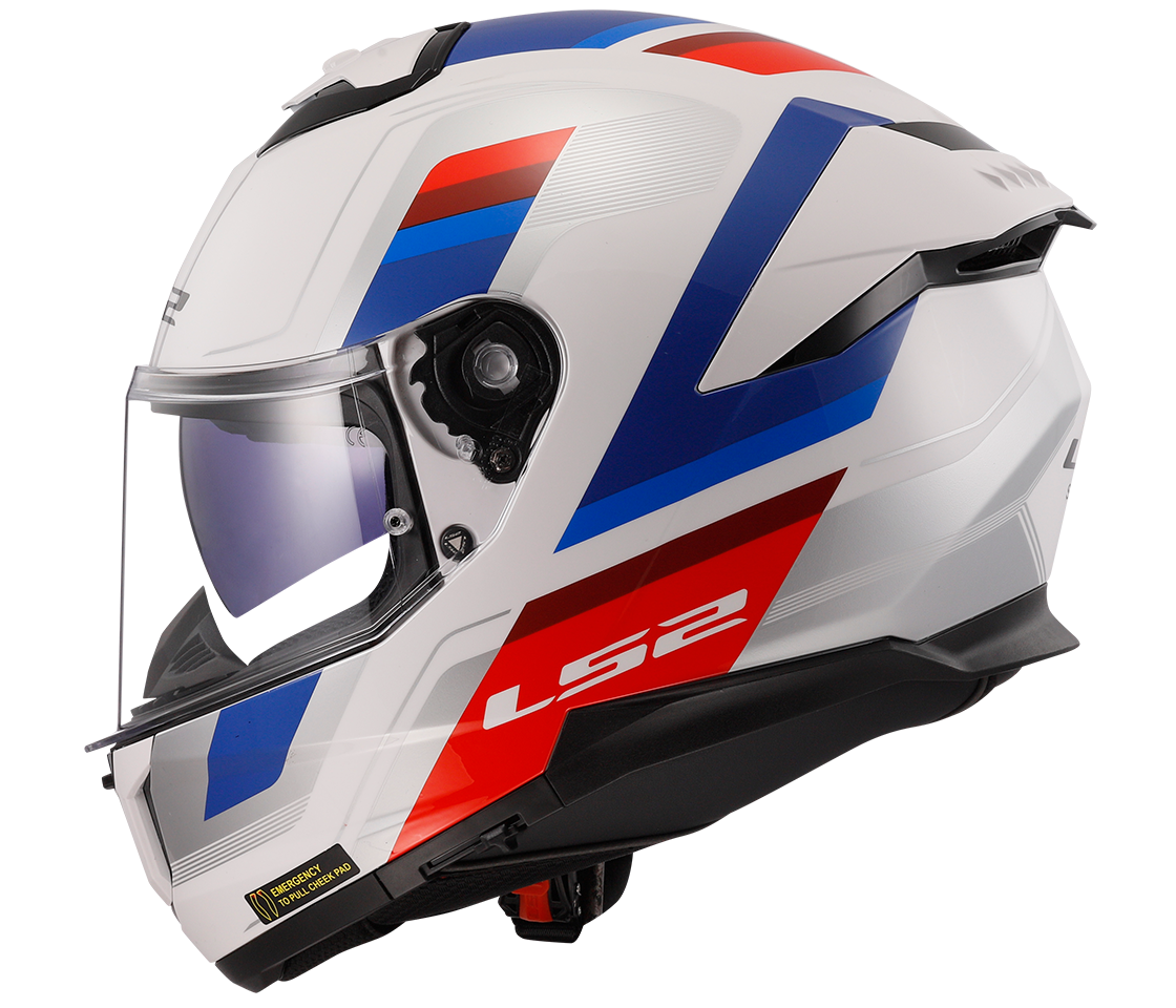 LS2 FF808 STREAM II VINTAGE WHITE BLUE RED, integrální helma na motorku se sluneční clonou