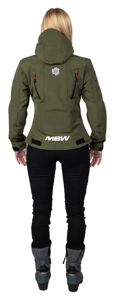 MBW HANA OLIVE GREEN SOFTSHELL dámská bunda na motorku/scooter s chrániči