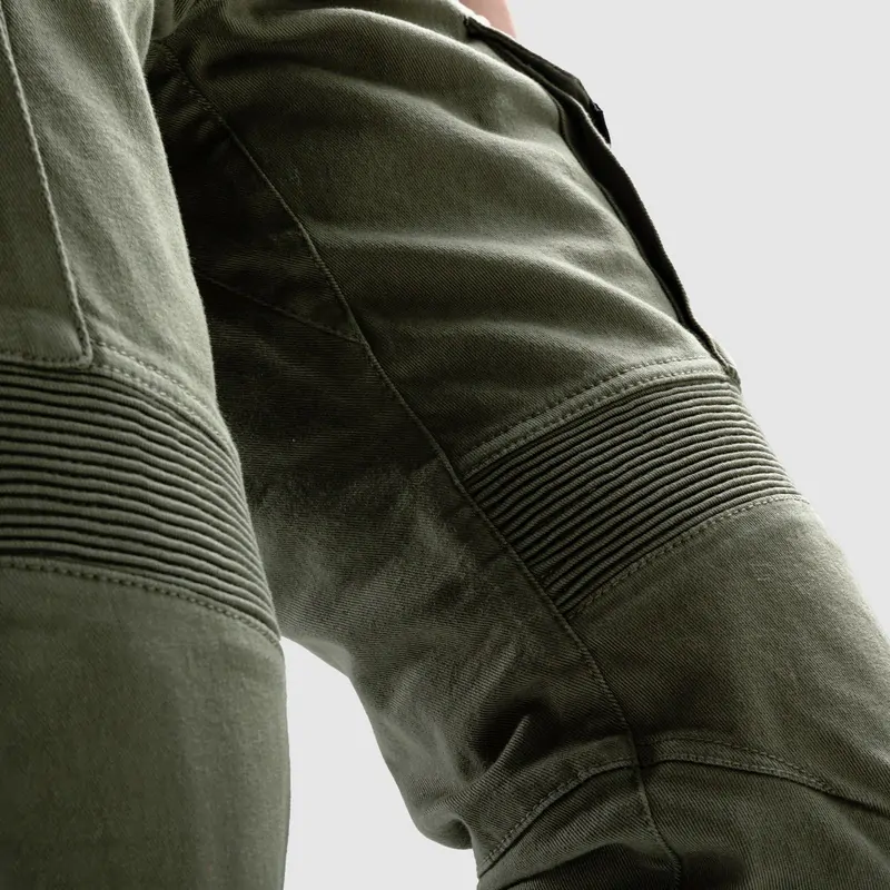 Ozone FASTER Olive, zelené olivové kevlarové kalhoty na motorku (kapsáče), kevlar jeans
