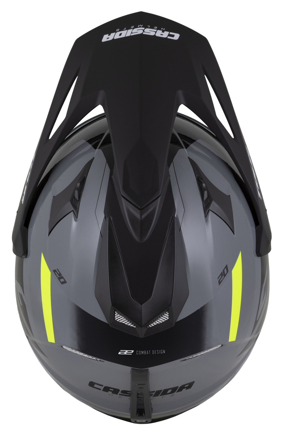 Enduro helma na motorku Cassida Tour 2.0 X-tra (šedá/žlutá fluo/černá/černý matný kšilt)