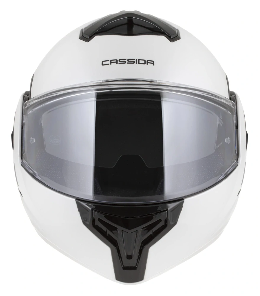 Překlopná helma na motorku CASSIDA MultiFlip Solid (bílá perleť/černá) + pinlock v ceně